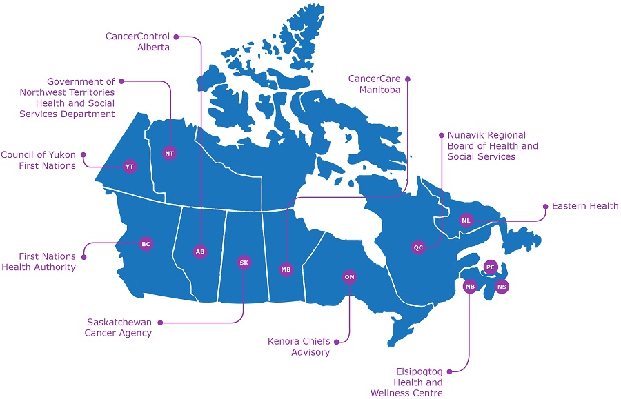map of Canada showing location of partners