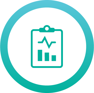 Icon to represent First Nations-, Inuit- and Métis-governed research and data systems. Visual of a clipboard with a graph on it