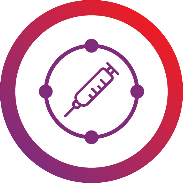 Icon to represent improve HPV vaccination rates. Visual of a needle