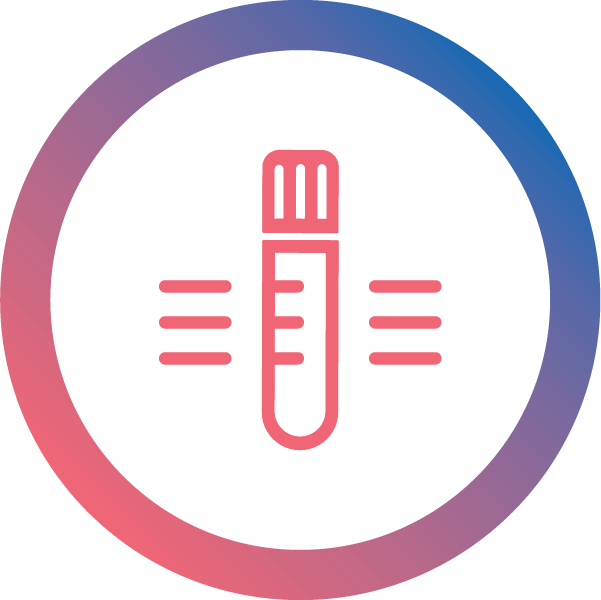 Icons to represent implement HPV primary screening. Visual of a test tube